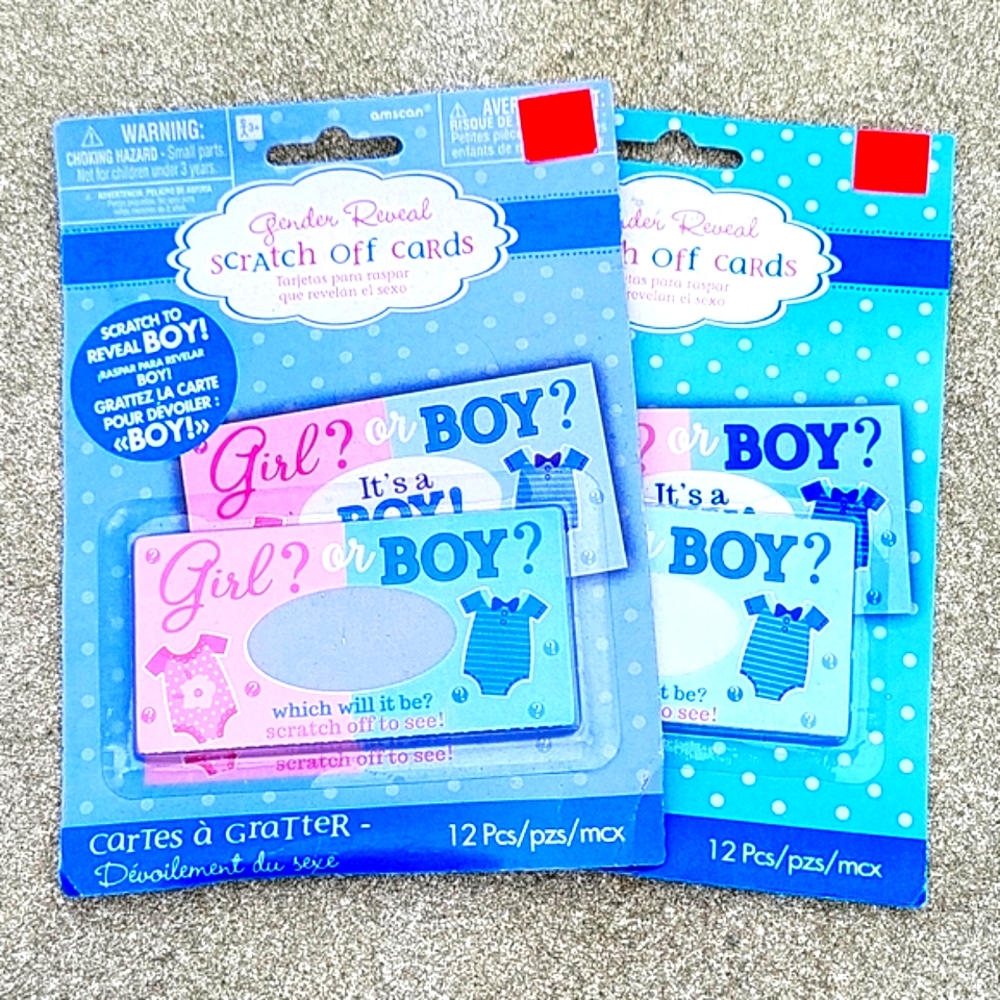 2 NEW pkgs "It's a Boy" Gender Reveal Scratch Off Cards 